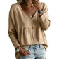 Women's Casual V-Neck Long Sleeve Blouse