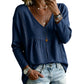 Women's Casual V-Neck Long Sleeve Blouse
