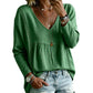Women's Casual V-Neck Long Sleeve Blouse
