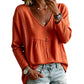 Women's Casual V-Neck Long Sleeve Blouse