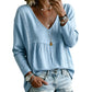 Women's Casual V-Neck Long Sleeve Blouse