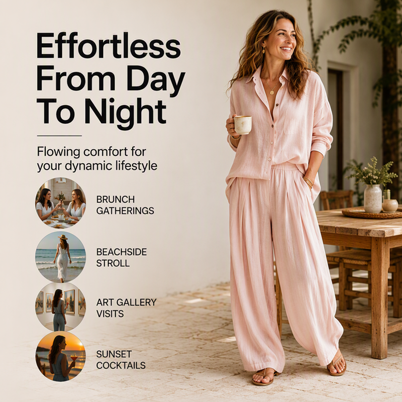 ⏰🍂Autumn Early Bird Sale--Women's Loose Shirt & Draped Pants Set