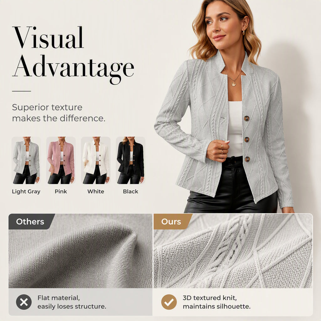 Women's Textured Button Down Blazer Jacket