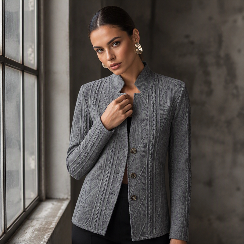 Women's Textured Button Down Blazer Jacket