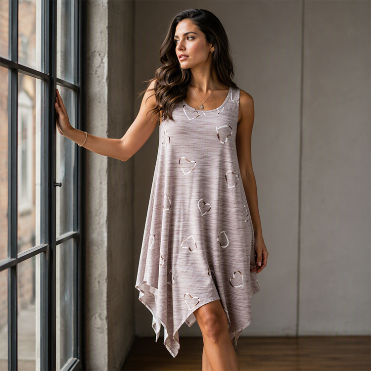Women's Casual Sleeveless Dress with Asymmetrical Hem