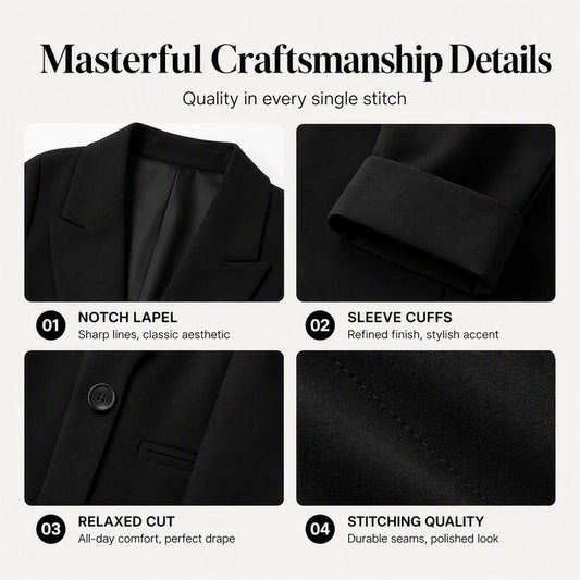 Women's Casual Blazer with Contrast Cuffs
