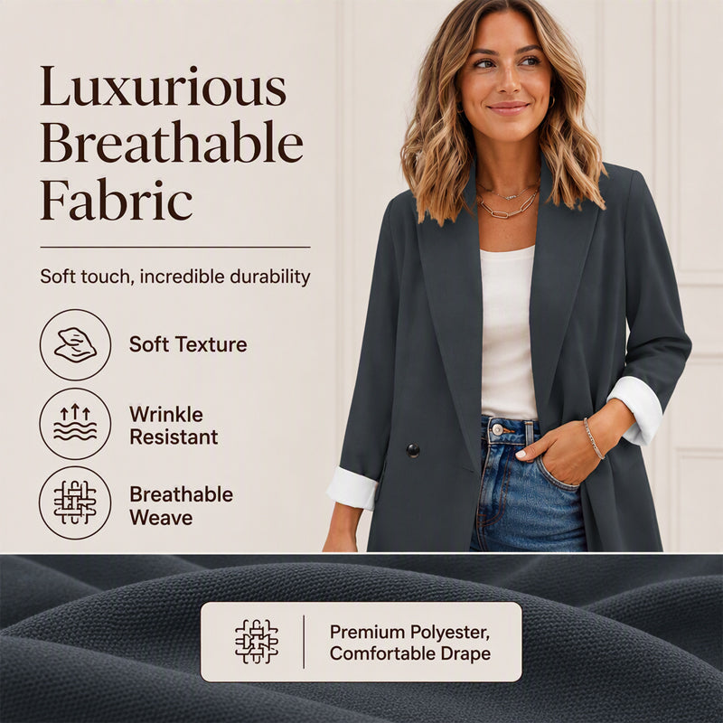 Women's Casual Blazer with Contrast Cuffs