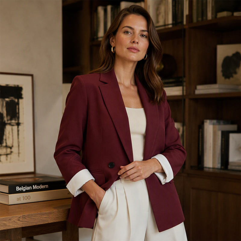 Women's Casual Blazer with Contrast Cuffs