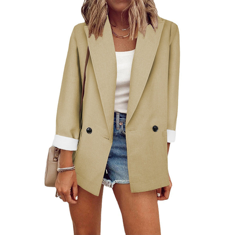 Women's Casual Blazer with Contrast Cuffs