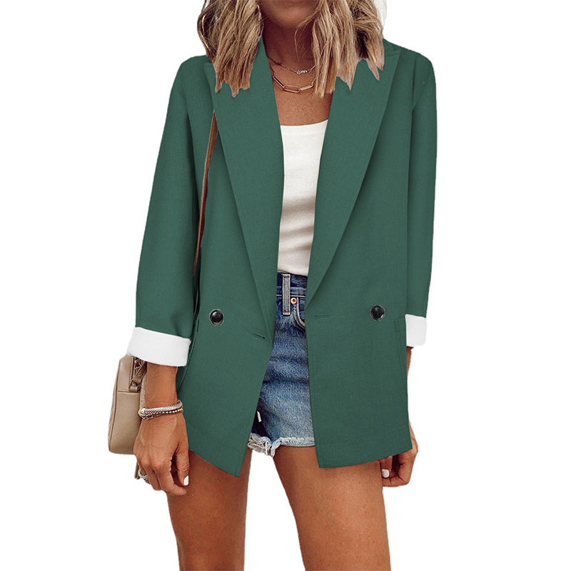 Women's Casual Blazer with Contrast Cuffs