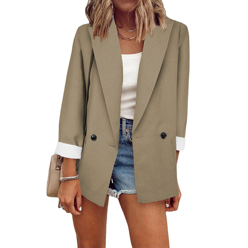 Women's Casual Blazer with Contrast Cuffs