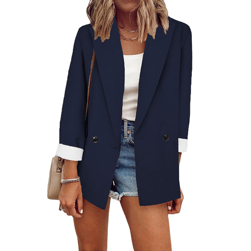 Women's Casual Blazer with Contrast Cuffs