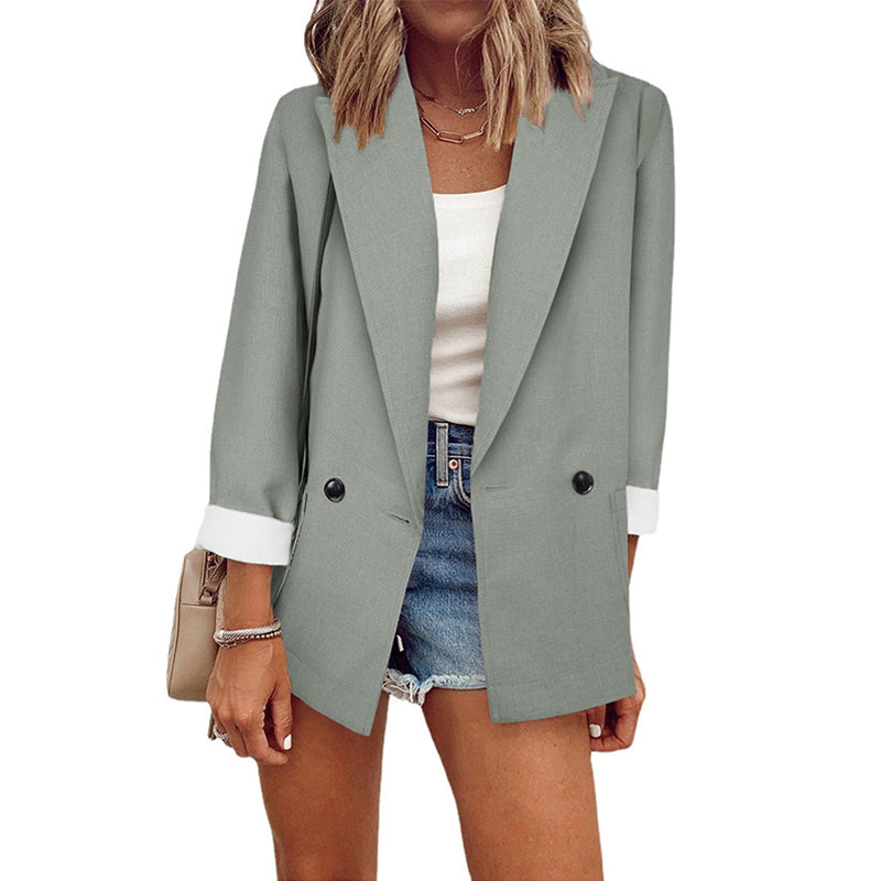 Women's Casual Blazer with Contrast Cuffs