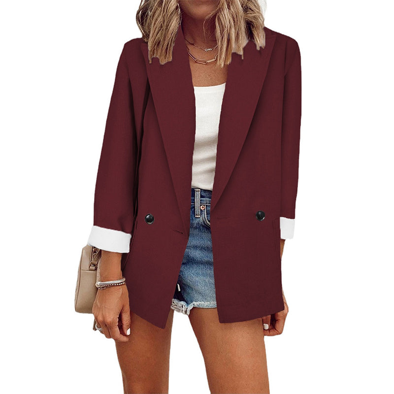 Women's Casual Blazer with Contrast Cuffs
