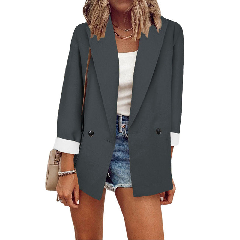 Women's Casual Blazer with Contrast Cuffs