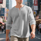 Men's Waffle Knit Long Sleeve Henley Shirt