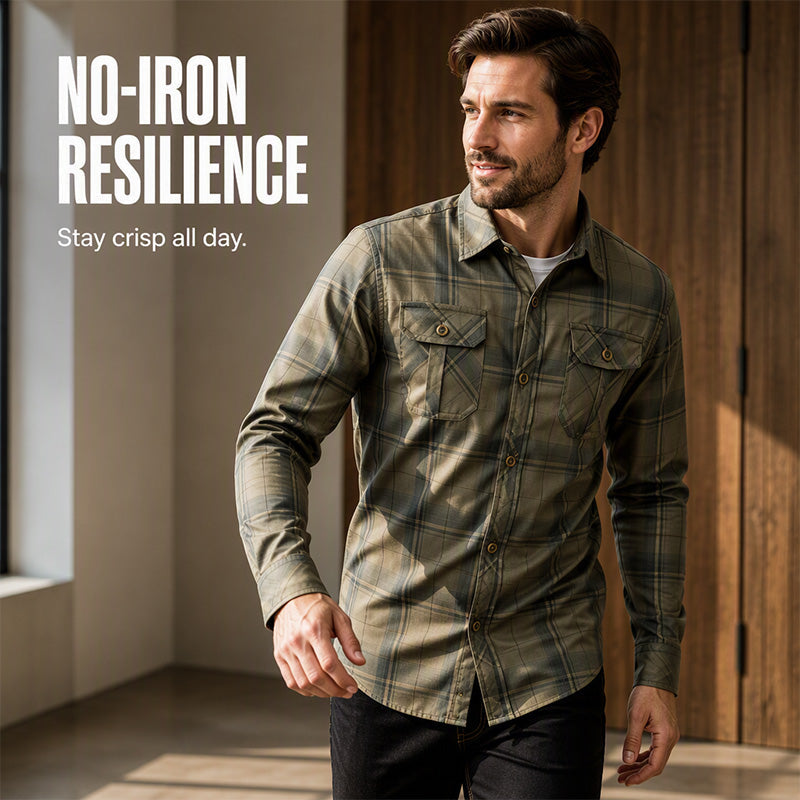 ✨Men's Casual Plaid Long Sleeve Shirt – Classic Long Sleeve Check Shirt For Everyday Smart-Casual Style 👔