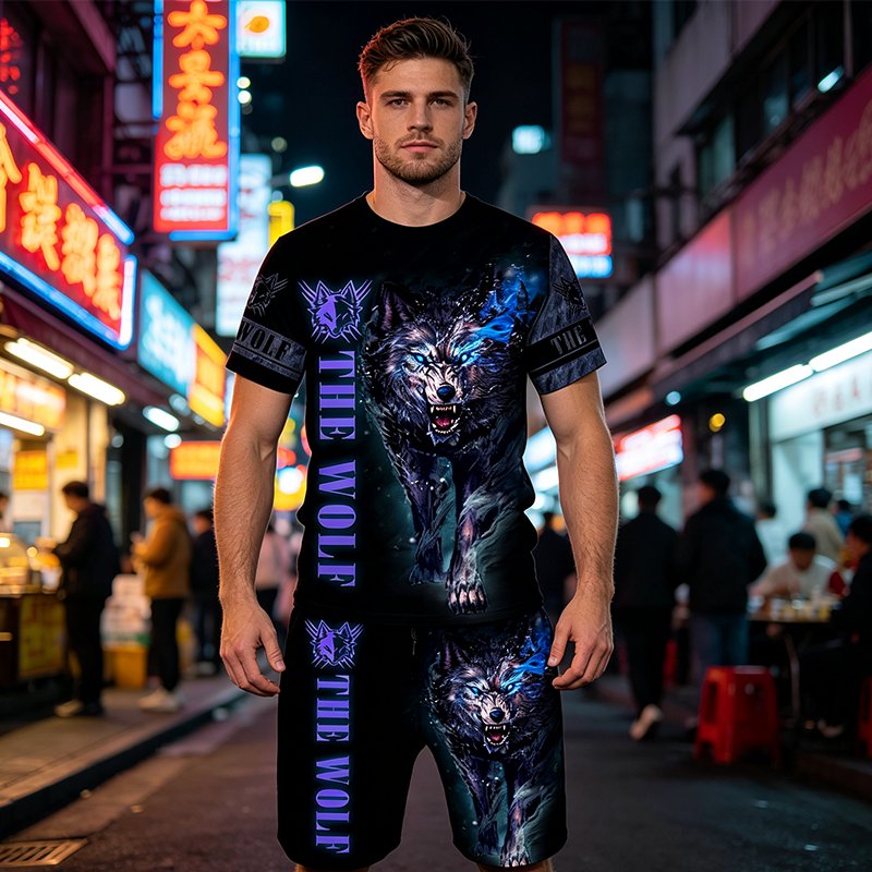 🔥 2026 Fresh Drops | Flat 50% OFF Today! 💸Men's Casual Animal Graphic T-Shirt and Shorts Set