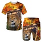 🔥 2026 Fresh Drops | Flat 50% OFF Today! 💸Men's Casual Animal Graphic T-Shirt and Shorts Set