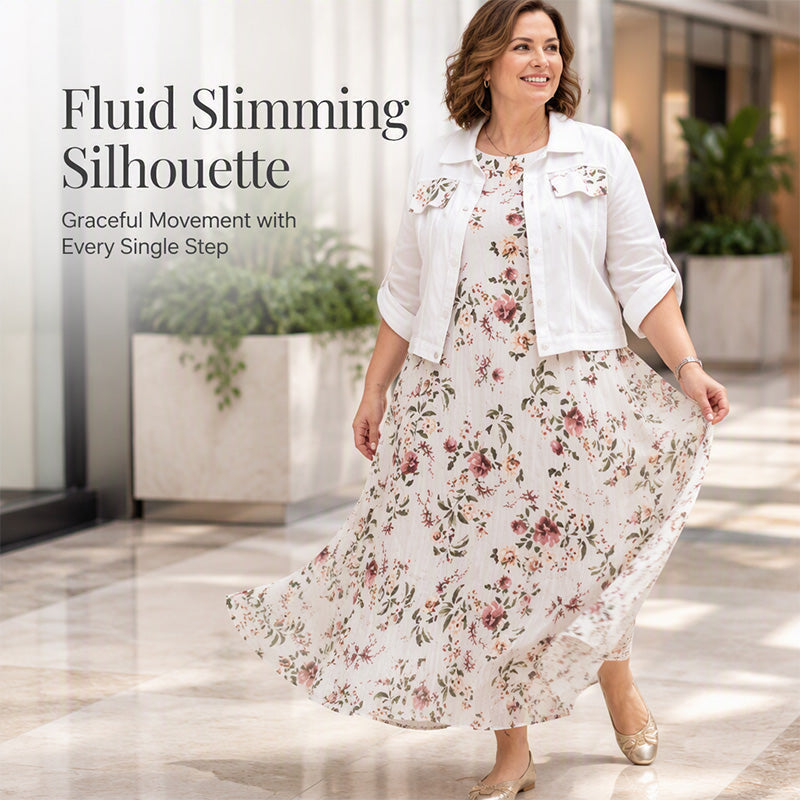 🌸Hot Sale 50% OFF💖Women's Floral Maxi Dress with Cropped Jacket Set