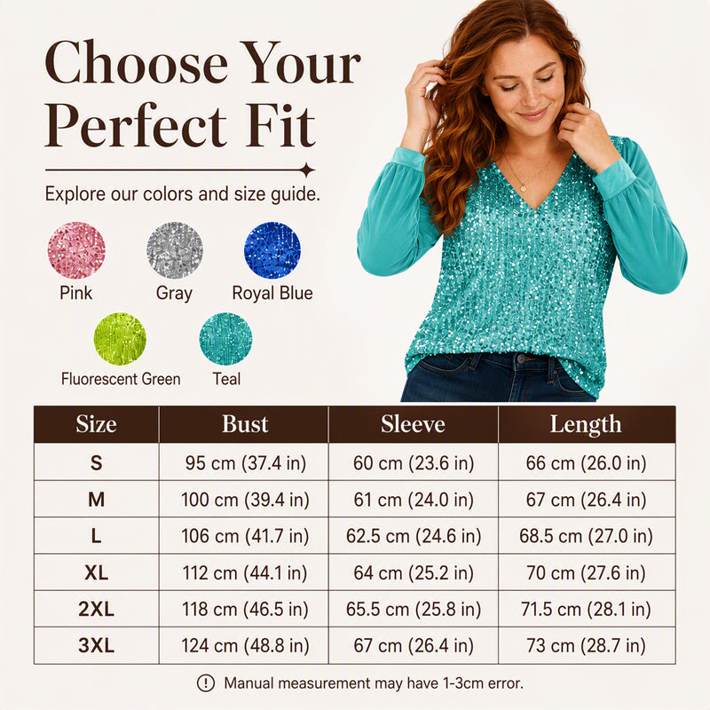 Women's Elegant Sequin V-Neck Top