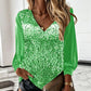 Women's Elegant Sequin V-Neck Top