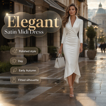Women's Elegant Satin Midi Dress