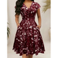 Women's Elegant Printed Dress with Pockets