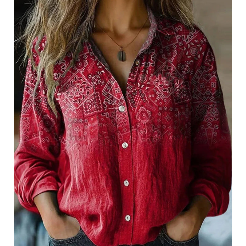 Women's Vintage Printed Casual Shirt