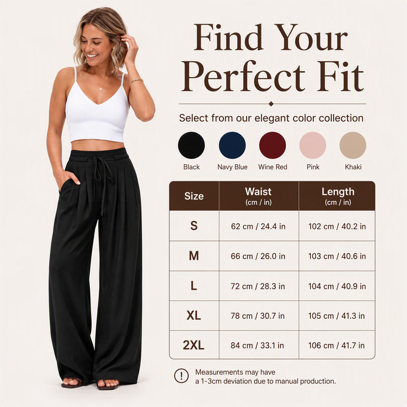 Women's Casual Flowy Pleated Wide-Leg Pants