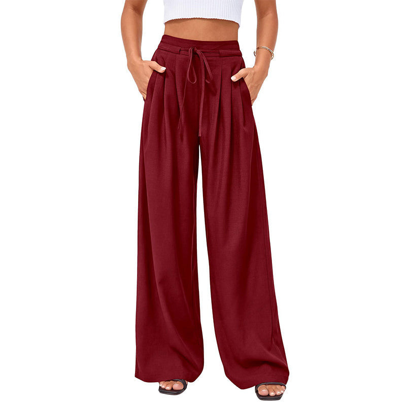 Women's Casual Flowy Pleated Wide-Leg Pants