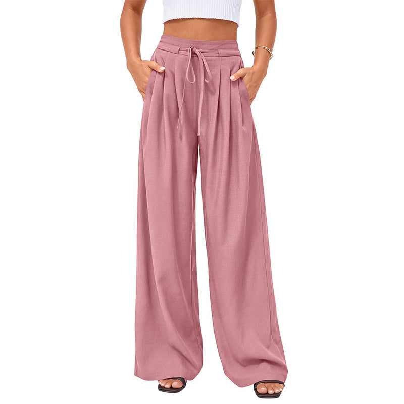 Women's Casual Flowy Pleated Wide-Leg Pants