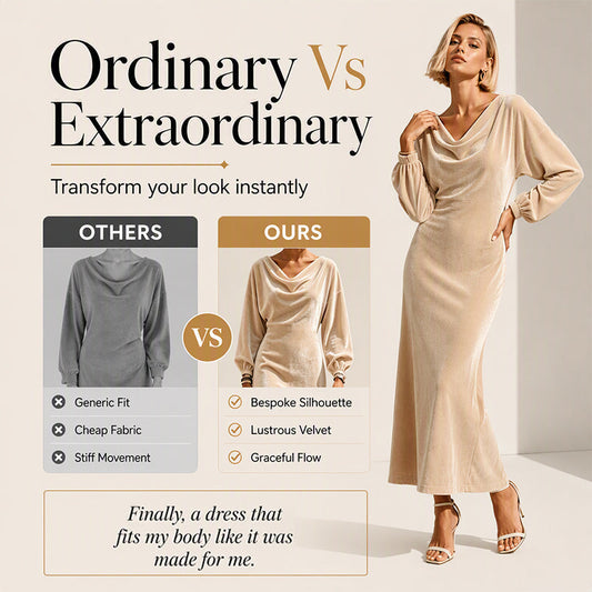 Women's Elegant Velvet Cowl Neck Dress