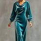 Women's Elegant Velvet Cowl Neck Dress