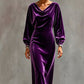 Women's Elegant Velvet Cowl Neck Dress