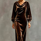 Women's Elegant Velvet Cowl Neck Dress