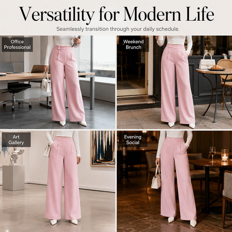 Women's Elegant  High Waist Wide Leg Pants