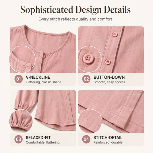 Women's Loose Solid Color Button Down Shirt