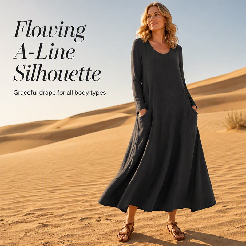 👗 50% OFF NOW! Women's Solid Color Long Sleeve Dress