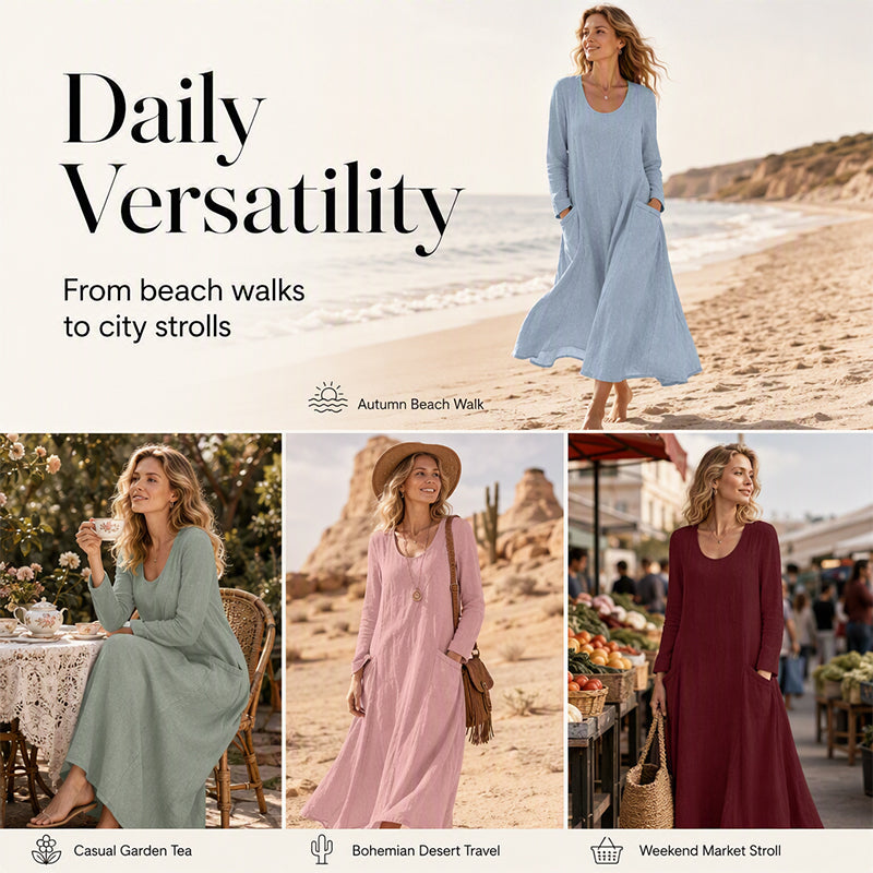 👗 50% OFF NOW! Women's Solid Color Long Sleeve Dress