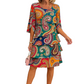 Women's Ethnic Print V-Neck Tiered Dress