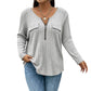 Women's Zipper V-Neck Ribbed Knit Long Sleeve Top