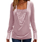 Women's Elegant Sequin Patchwork Long Sleeve Top