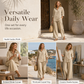 Women's Casual Shirt & Flowy Wide-Leg Pants Set