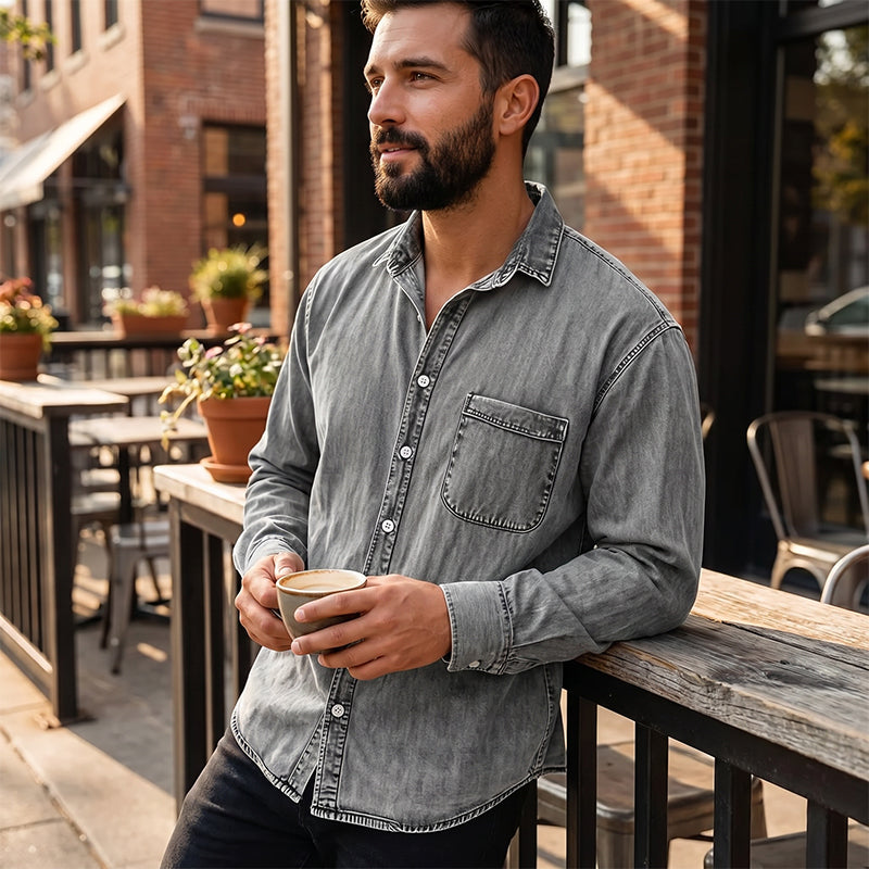 ⏰Last Day Sale 54% Off 💃 Men's Retro Washed Denim Shirt