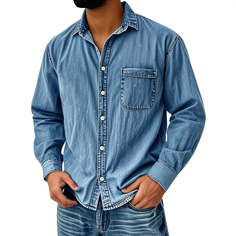 ⏰Last Day Sale 54% Off 💃 Men's Retro Washed Denim Shirt