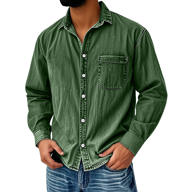 ⏰Last Day Sale 54% Off 💃 Men's Retro Washed Denim Shirt