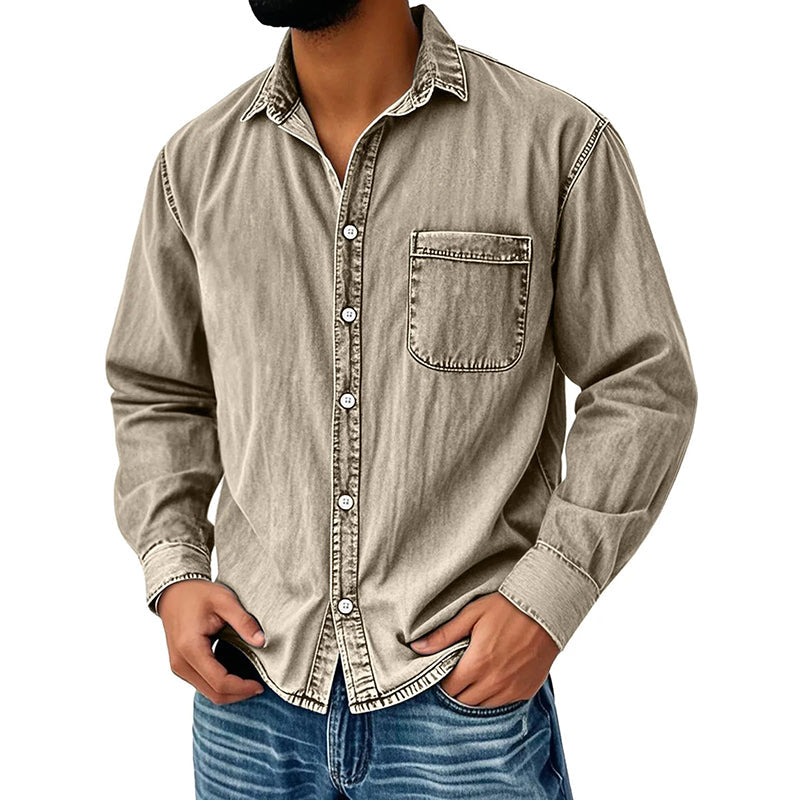 ⏰Last Day Sale 54% Off 💃 Men's Retro Washed Denim Shirt