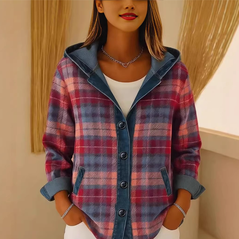⏰Last Day Sale 55% Off💃 Women's Denim Patchwork Hooded Jacket