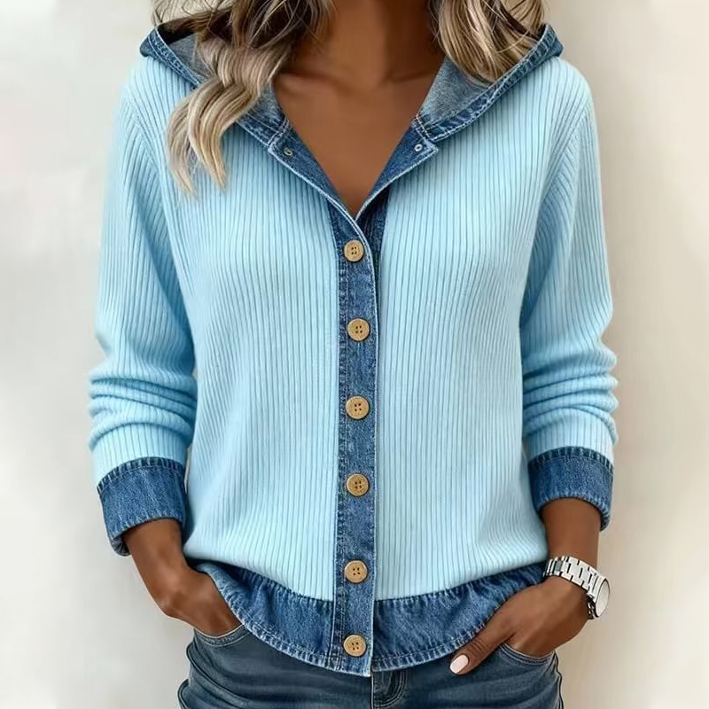 ⏰Last Day Sale 55% Off💃 Women's Denim Patchwork Hooded Jacket